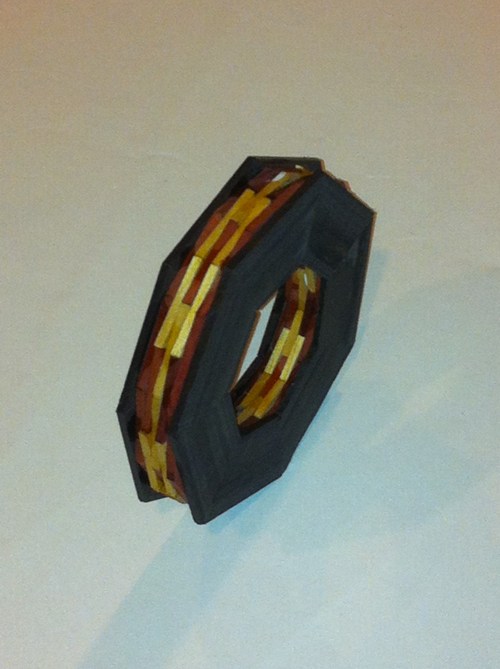 I made this bracelet for my sister in law's 75th birthday. There are, of course, 75 pieces of wood.